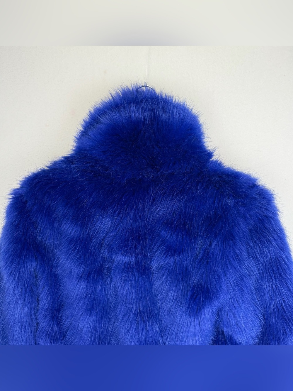 Fashion Nova Royal Blue Faux Fur Cropped Jacket Size Small Open Front - Picture 10 of 12